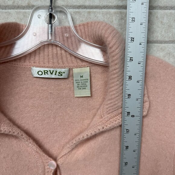 Orvis Cardigan Sweater 100% Cashmere M Pink Button-Up 3/4 Sleeves Soft & Cozy - Picture 6 of 12